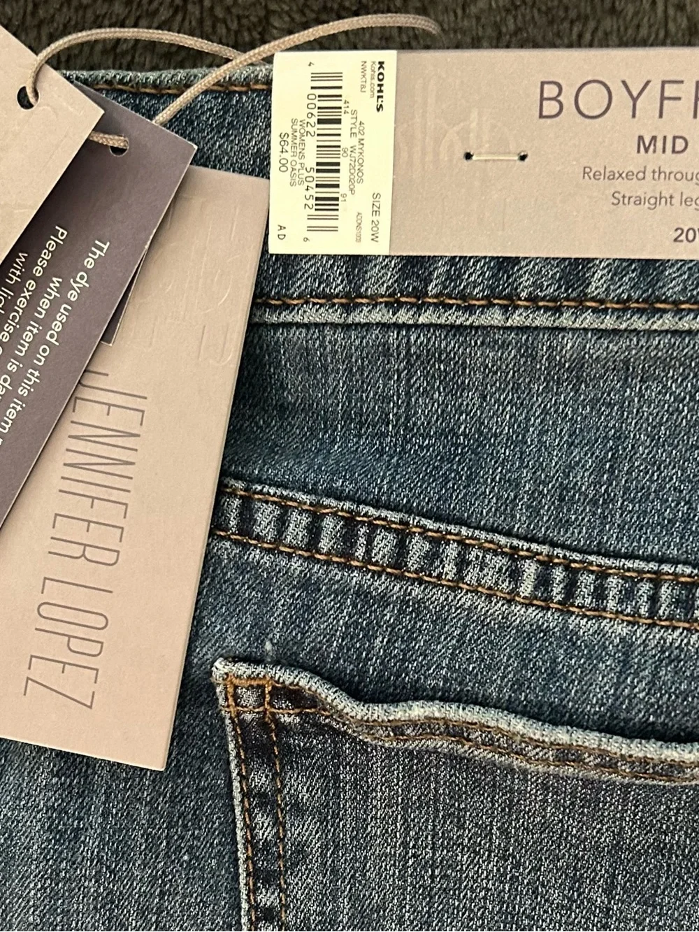 Jennifer Lopez Distressed Boyfriend Jeans in Medium Blue - Picture 6 of 6